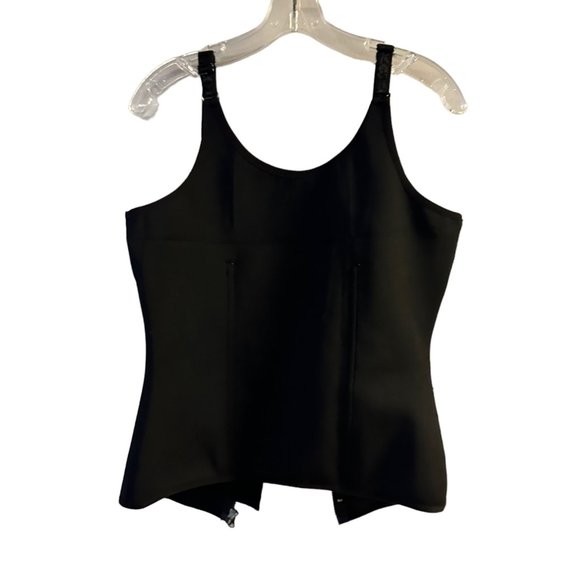 Neoprene Tank 3XL Corset Style Zip Front Dom Sub Lingerie Pinup Support Black - Picture 2 of 6